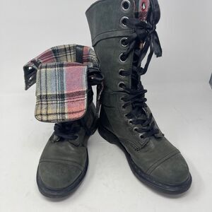 Dr. Martens Women's Triumph 12 Eye Lace Up Dark Green Calf High Boots Size 7
